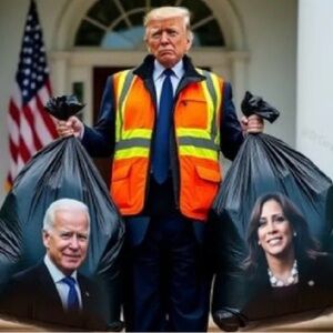 PRESIDENT DONALD J TRUMP TAKING OUT THE TRASH FINALLY 8 X 10 COLOR PHOTO